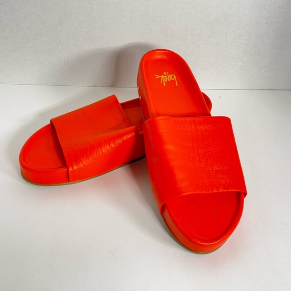 Beek Leather Platform Slide Sandals Orange Womens size 10 - Picture 1 of 12